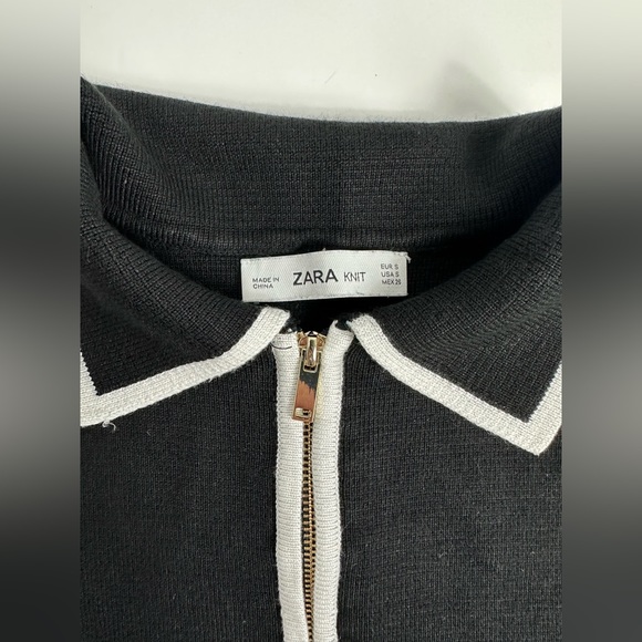 Zara Black & White Knit Blouse - Picture 6 of 9